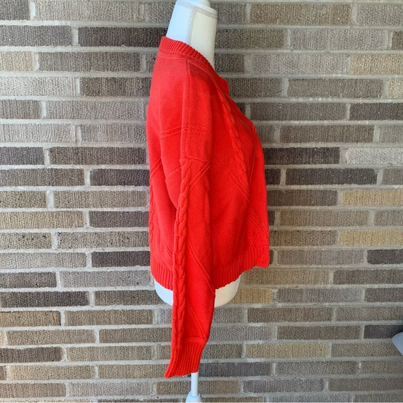 Cabi 5449 Orange Citrus Chunky Cable Knit Cardigan Sweater Button Up Medium - Picture 6 of 13